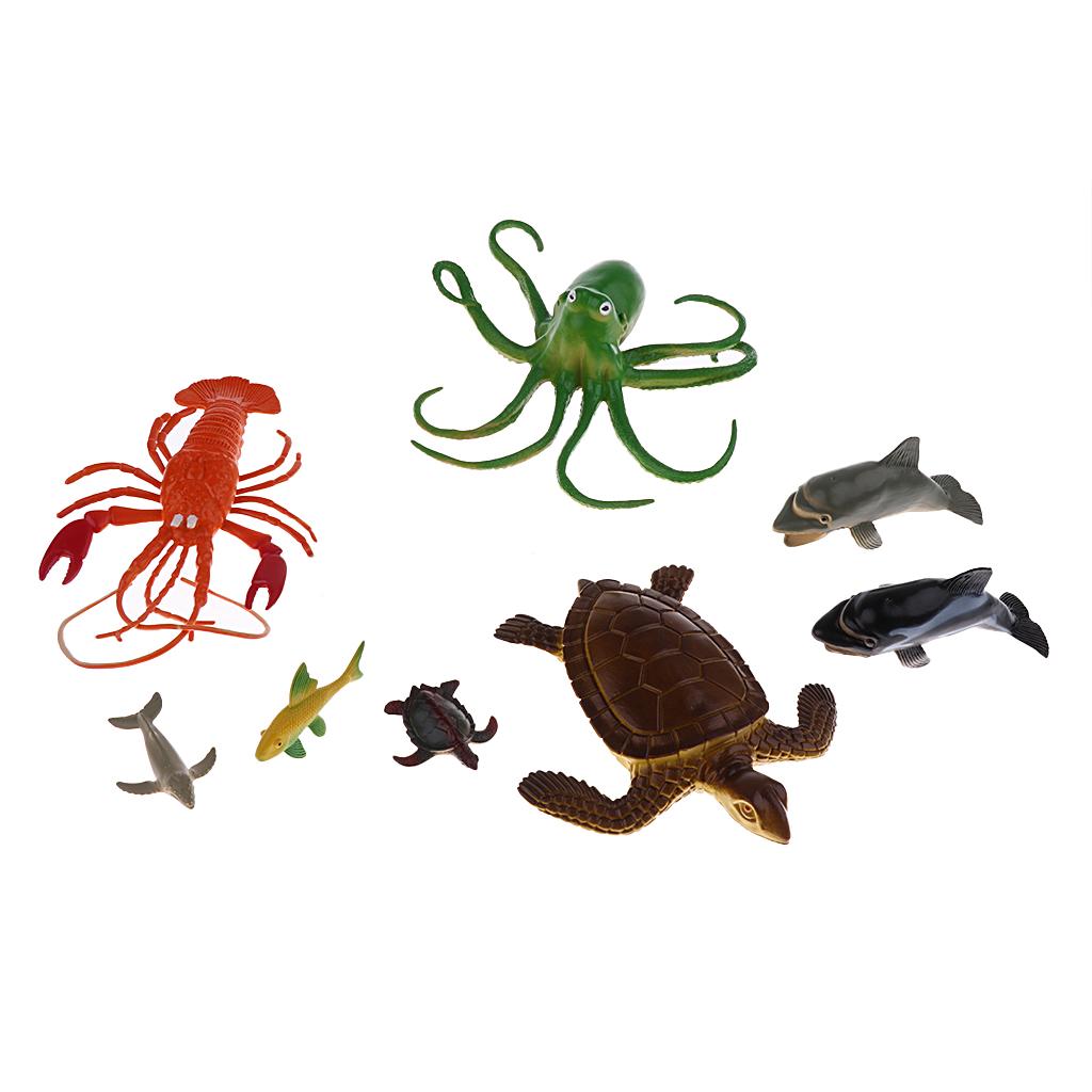 8Pcs Plastic Ocean Animals Sea Creatures Model Kids Toy Whale