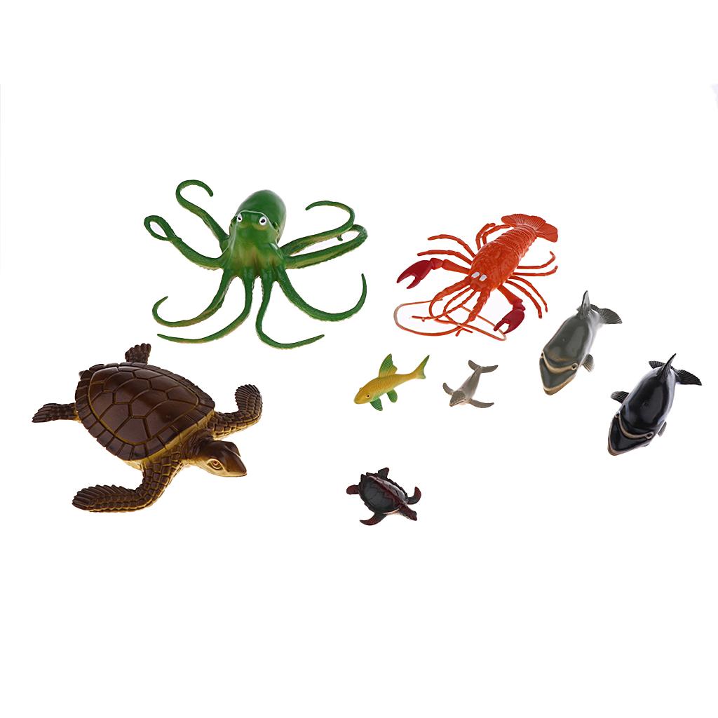 8Pcs Plastic Ocean Animals Sea Creatures Model Kids Toy Whale