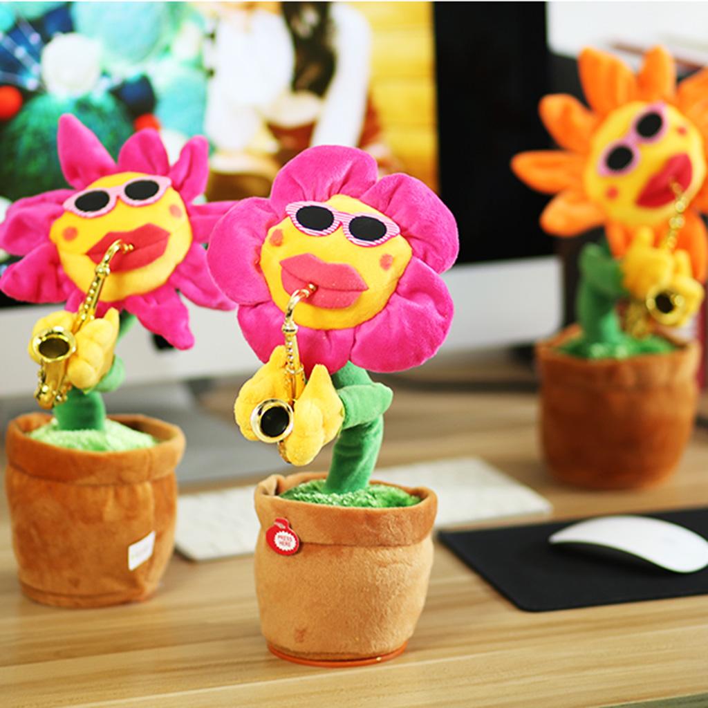 Dancing Toy Singing Sunflower Musical Plush Stuffed Plant Toys Red round leaf