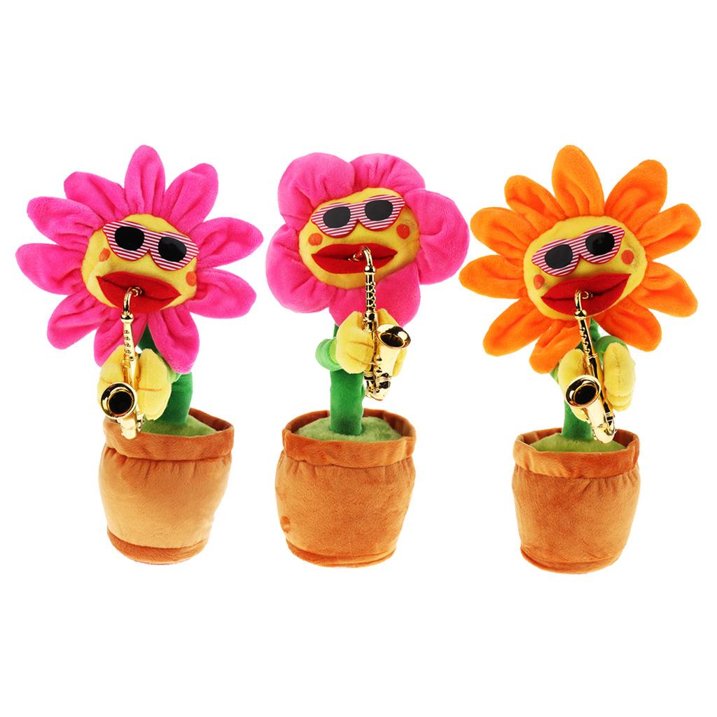 Dancing Toy Singing Sunflower Musical Plush Stuffed Plant Toys Red round leaf