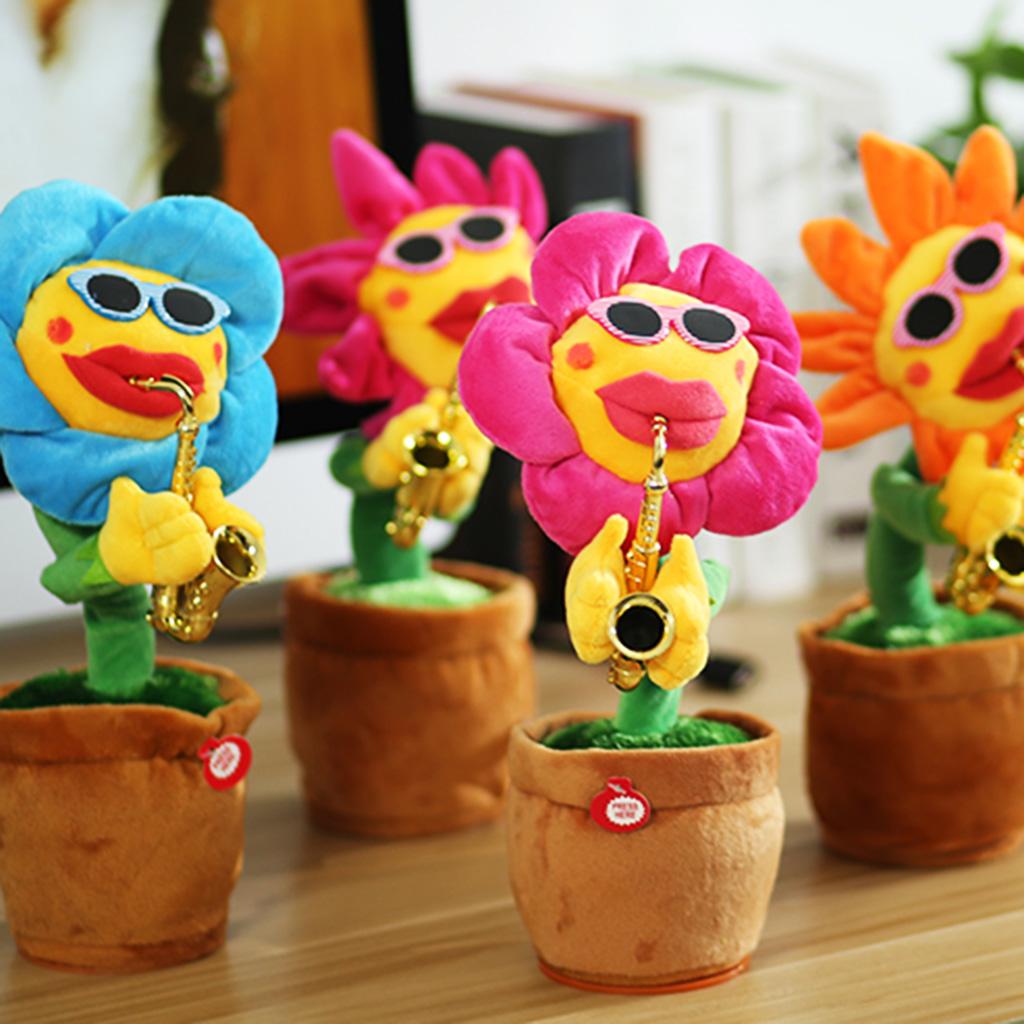 Dancing Toy Singing Sunflower Musical Plush Stuffed Plant Toys Red round leaf