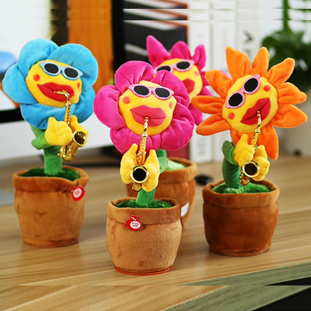 Dancing Toy Singing Sunflower Musical Plush Stuffed Plant Toys Red round leaf