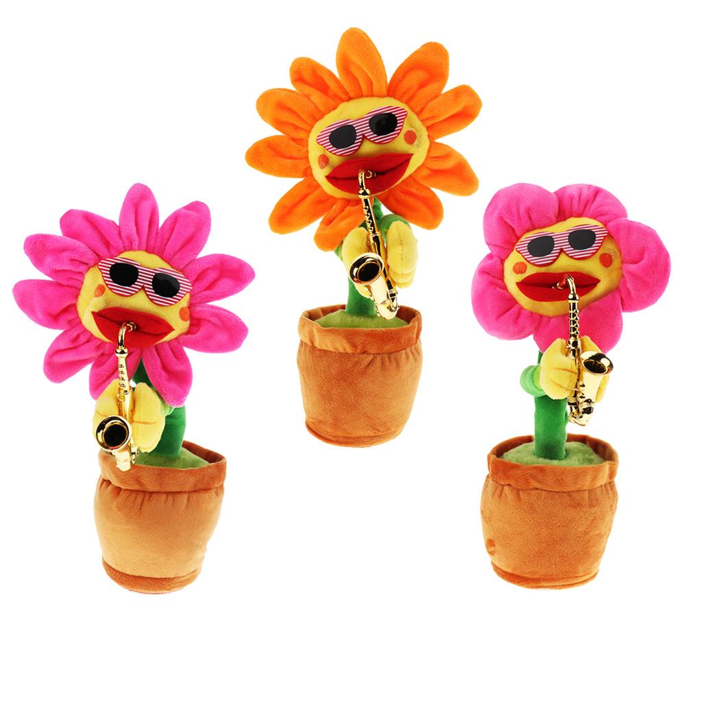 Dancing Toy Singing Sunflower Musical Plush Stuffed Plant Toys Red round leaf