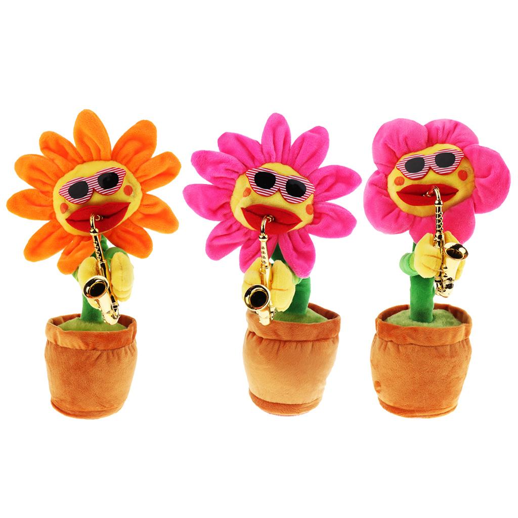 Dancing Toy Singing Sunflower Musical Plush Stuffed Plant Toys Red round leaf