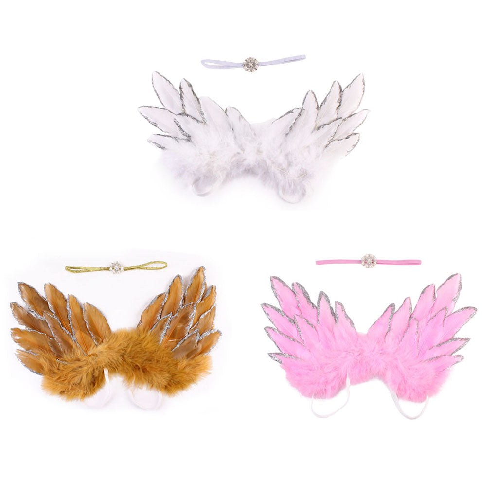 Baby Girls Boys Angel Wings Costume Photo Photography Prop Outfits Gold