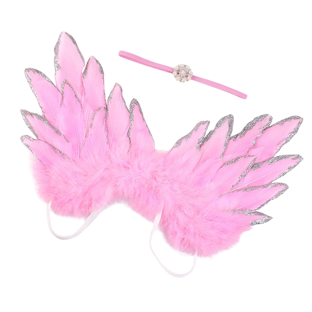 Baby Girls Boys Angel Wings Costume Photo Photography Prop Outfits Pink