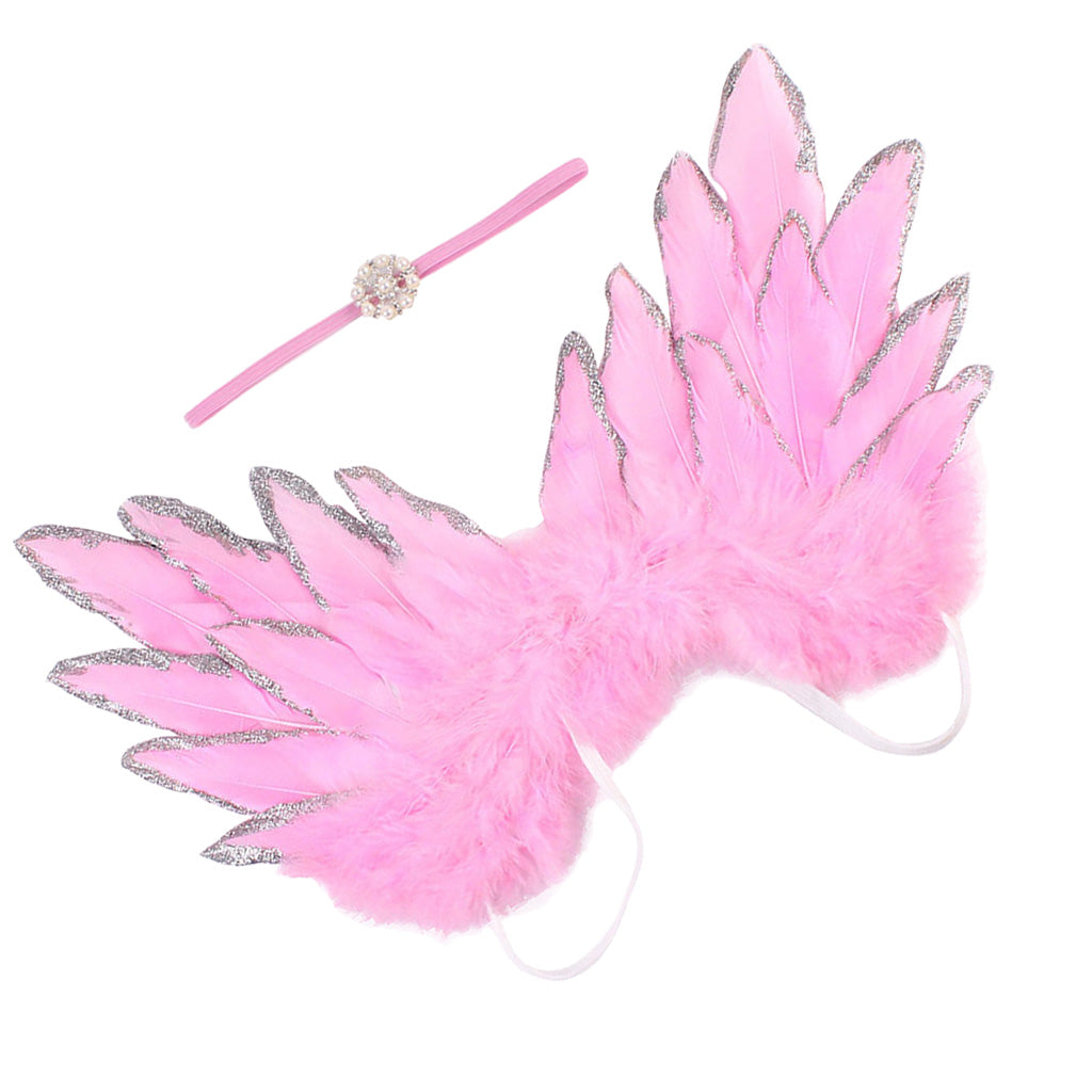 Baby Girls Boys Angel Wings Costume Photo Photography Prop Outfits Pink