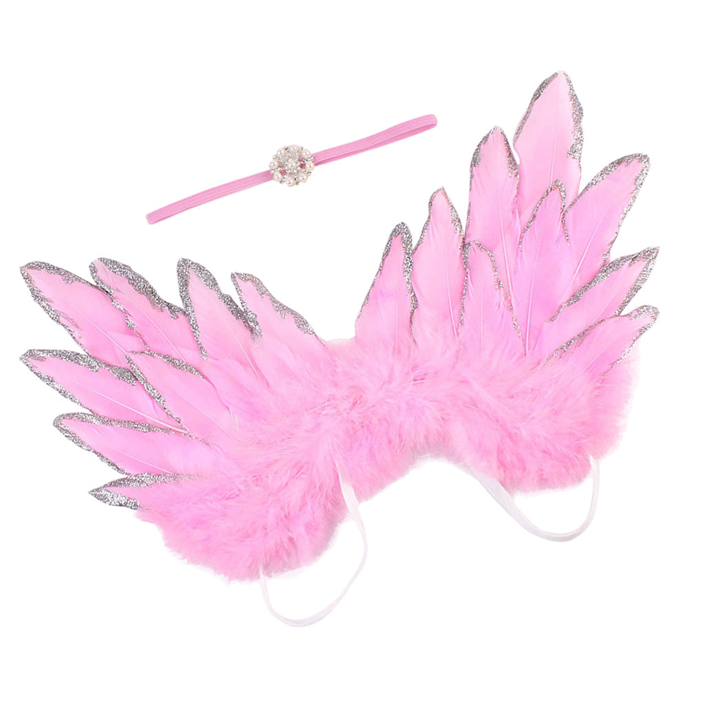 Baby Girls Boys Angel Wings Costume Photo Photography Prop Outfits Pink