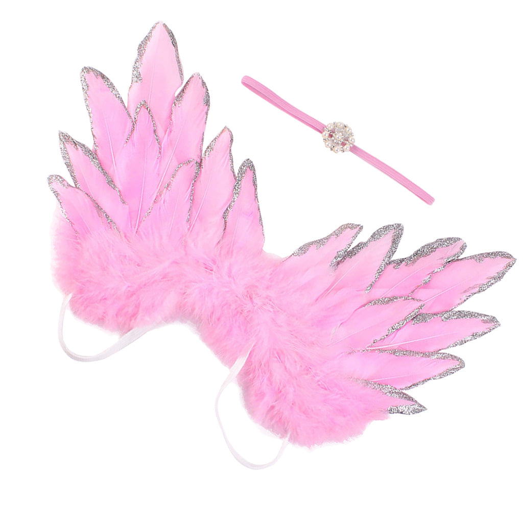 Baby Girls Boys Angel Wings Costume Photo Photography Prop Outfits Pink