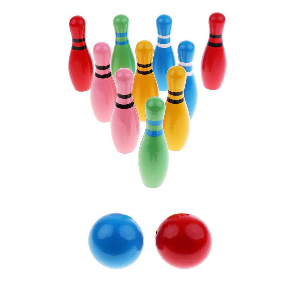10 Pin Skittle 2 Balls Bowling Set Indoor Outdoor Party Game Toy Kid Child