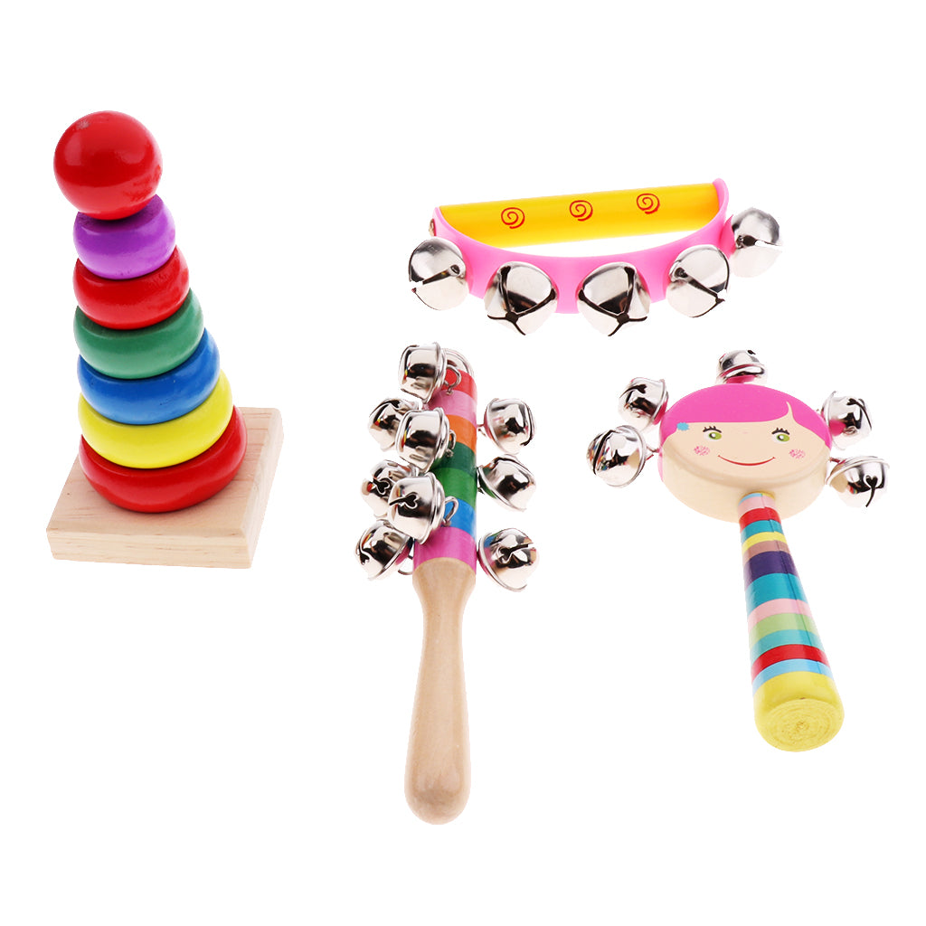 Wooden Childrens Musical Instrument Toy Percussion Sound  4Pcs