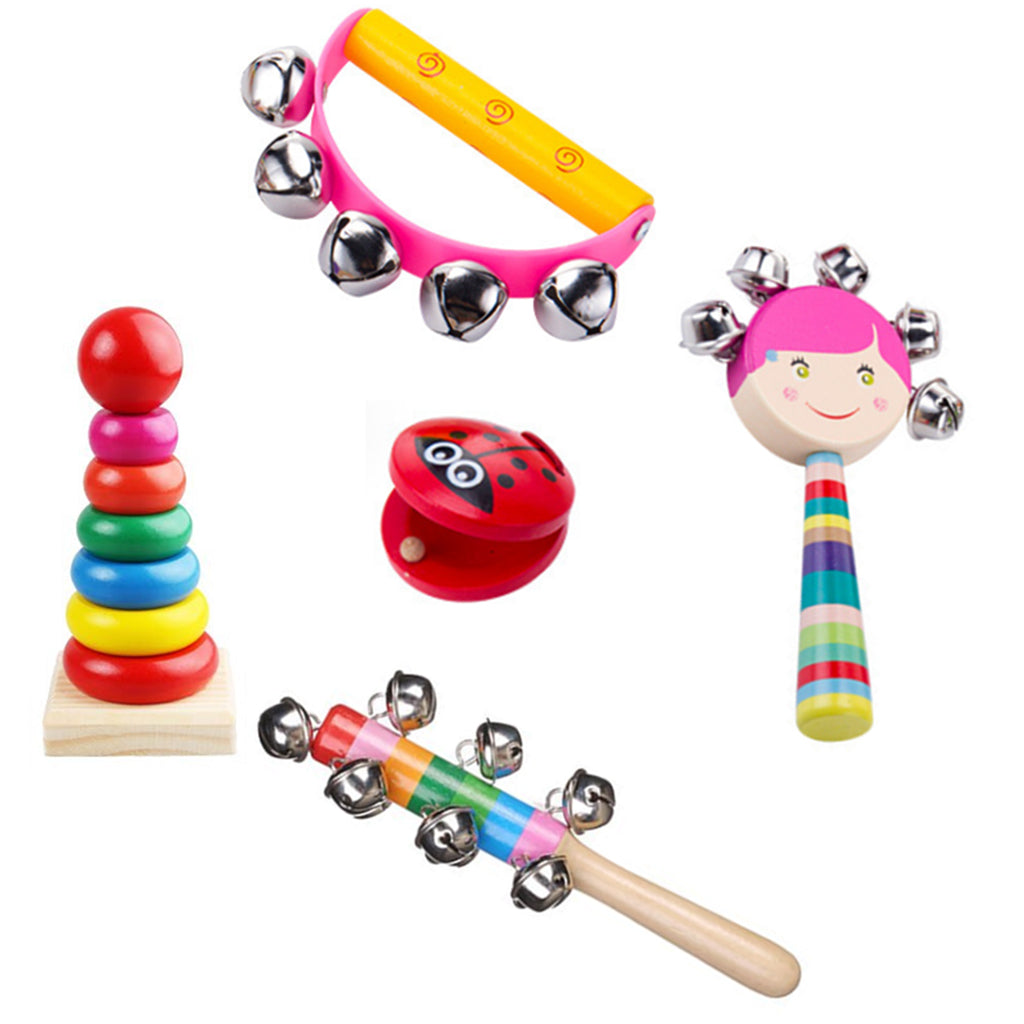 Wooden Childrens Musical Instrument Toy Percussion Sound  5Pcs