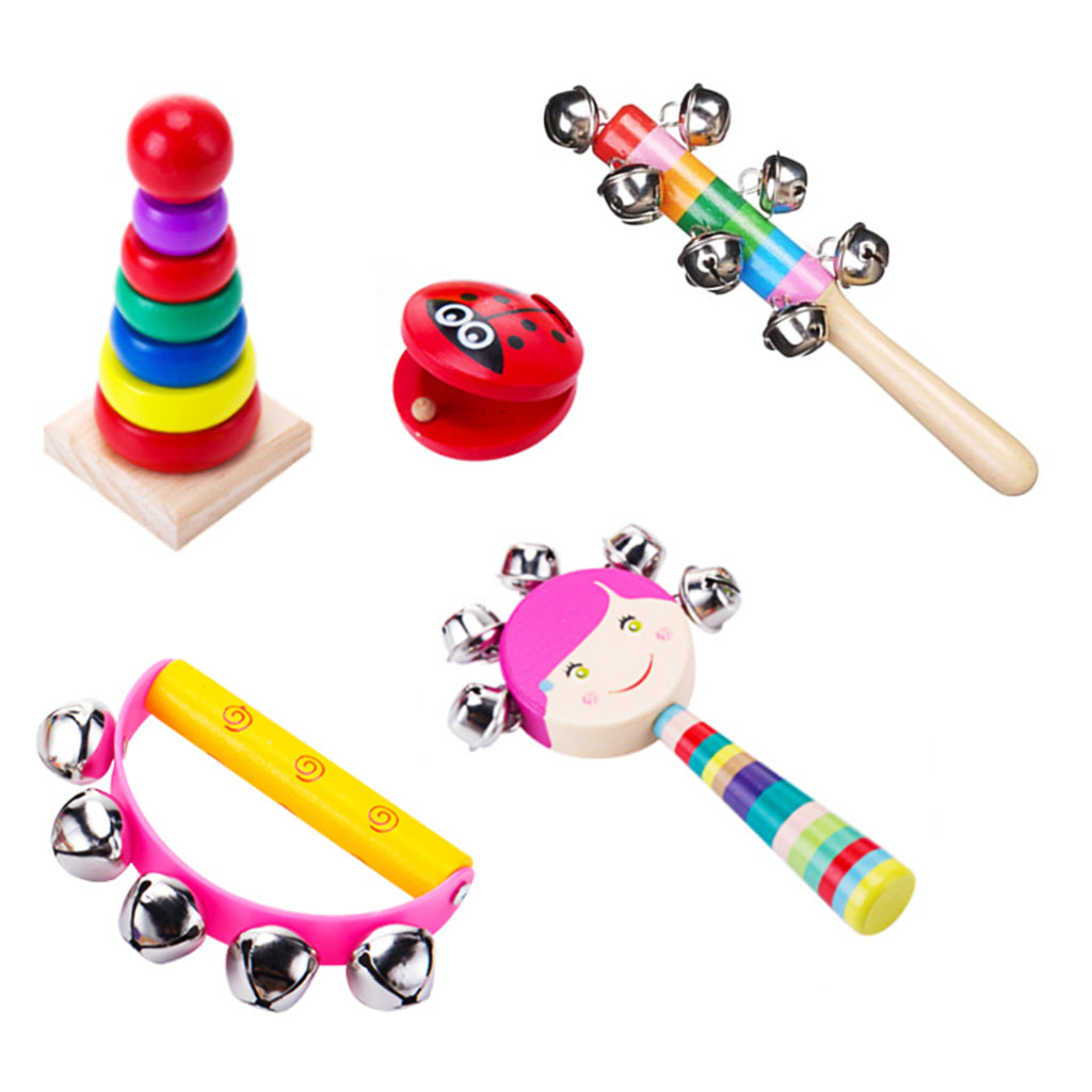 Wooden Childrens Musical Instrument Toy Percussion Sound  5Pcs