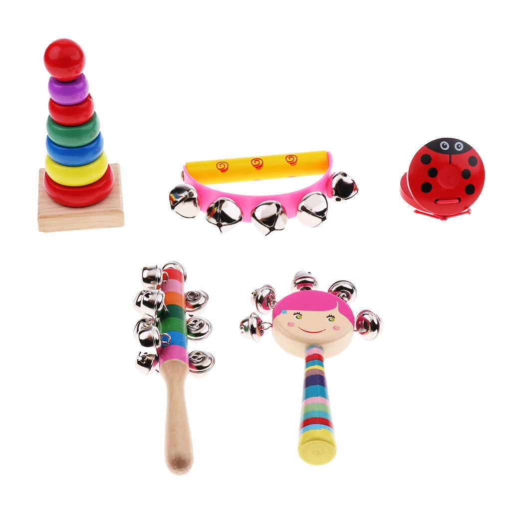 Wooden Childrens Musical Instrument Toy Percussion Sound  5Pcs