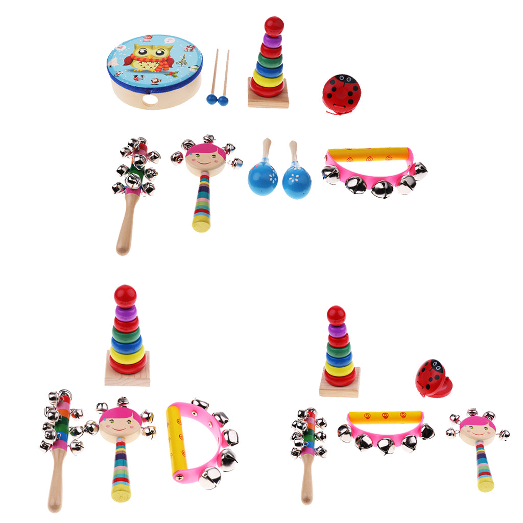 Wooden Childrens Musical Instrument Toy Percussion Sound  8Pcs