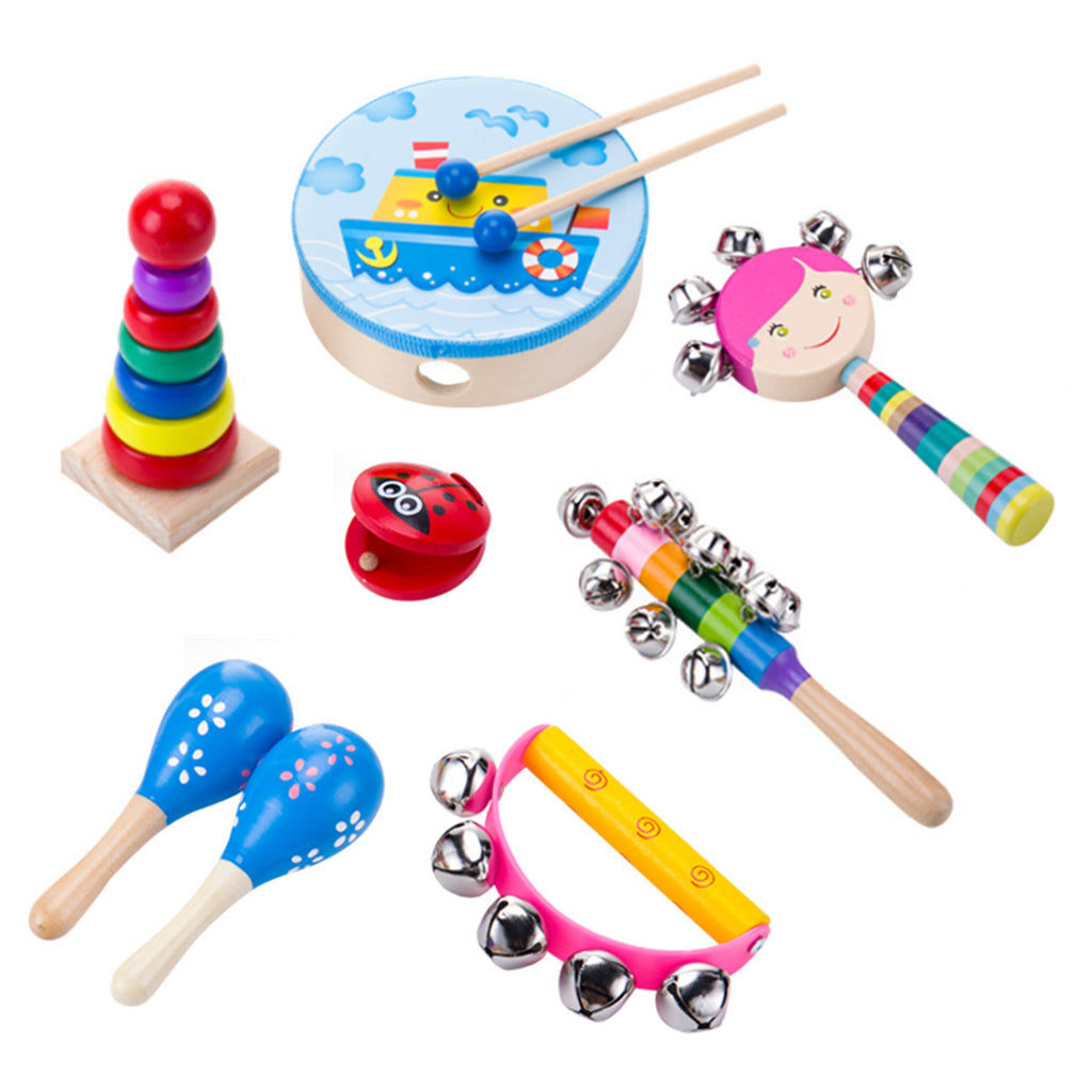 Wooden Childrens Musical Instrument Toy Percussion Sound  8Pcs