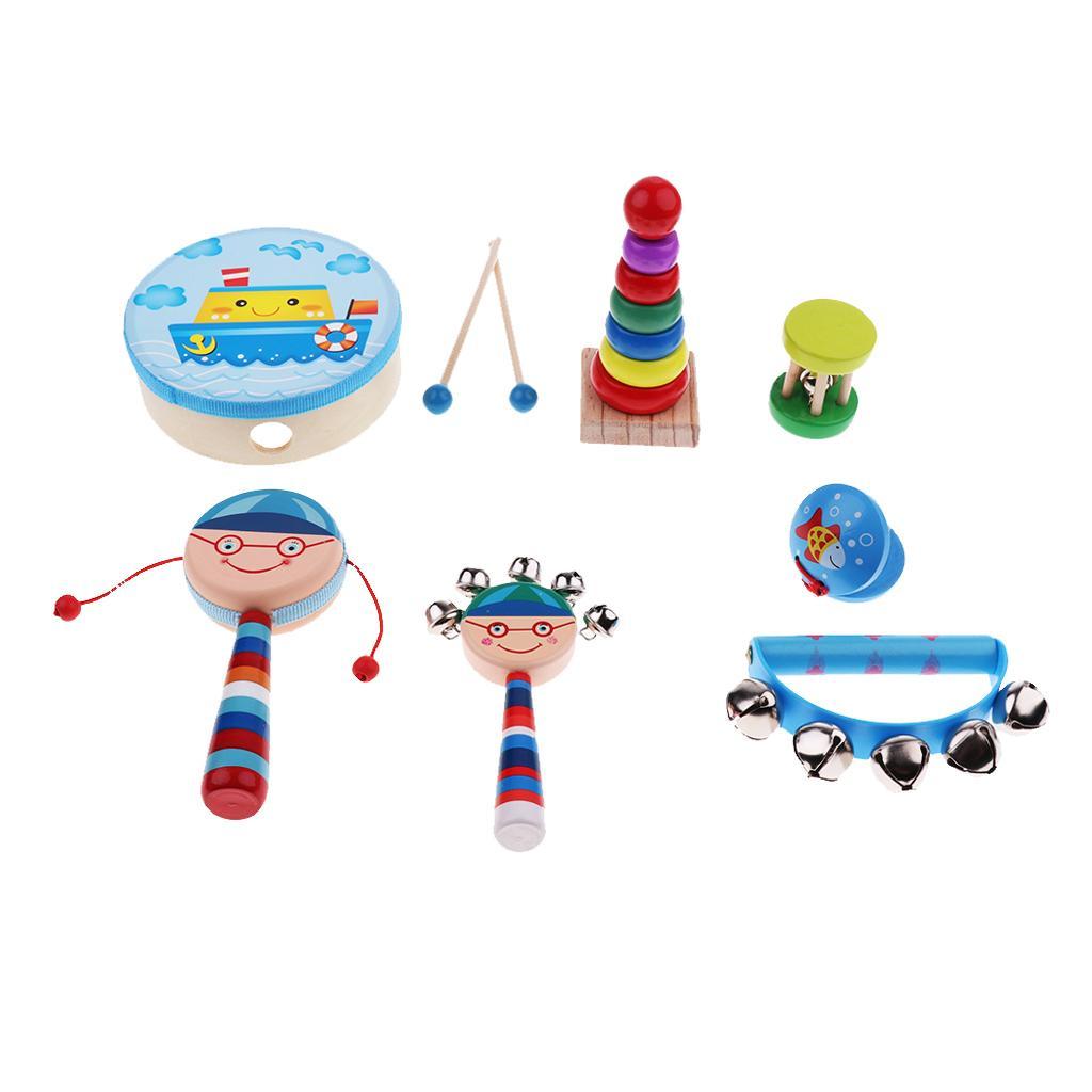 Kids Mini Band Musical Instruments Rhythm Xylophone Set for Percussion Toy Boy-7 Pcs-2