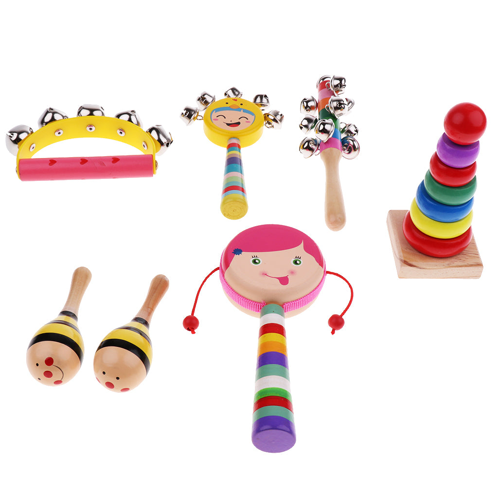 Percussion Set Kids Children Music Instruments Toys Band Rhythm Kit Girl-7 Pcs-1