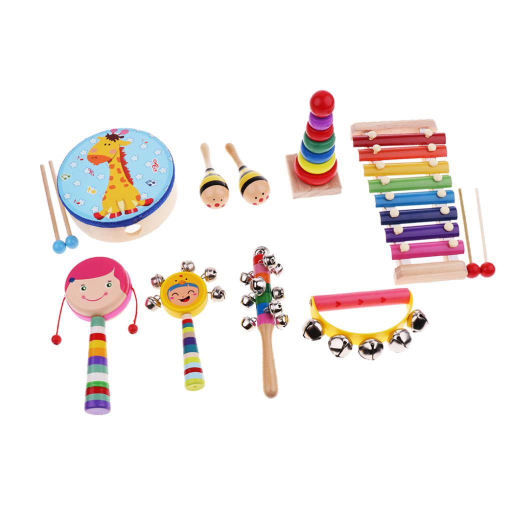 Percussion Set Kids Children Music Instruments Toys Band Rhythm Kit Girl-9 Pcs-1