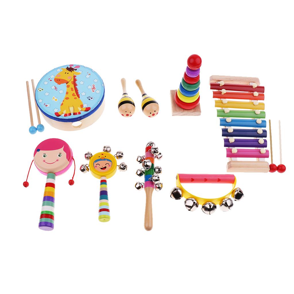 Percussion Set Kids Children Music Instruments Toys Band Rhythm Kit Girl-9 Pcs-1