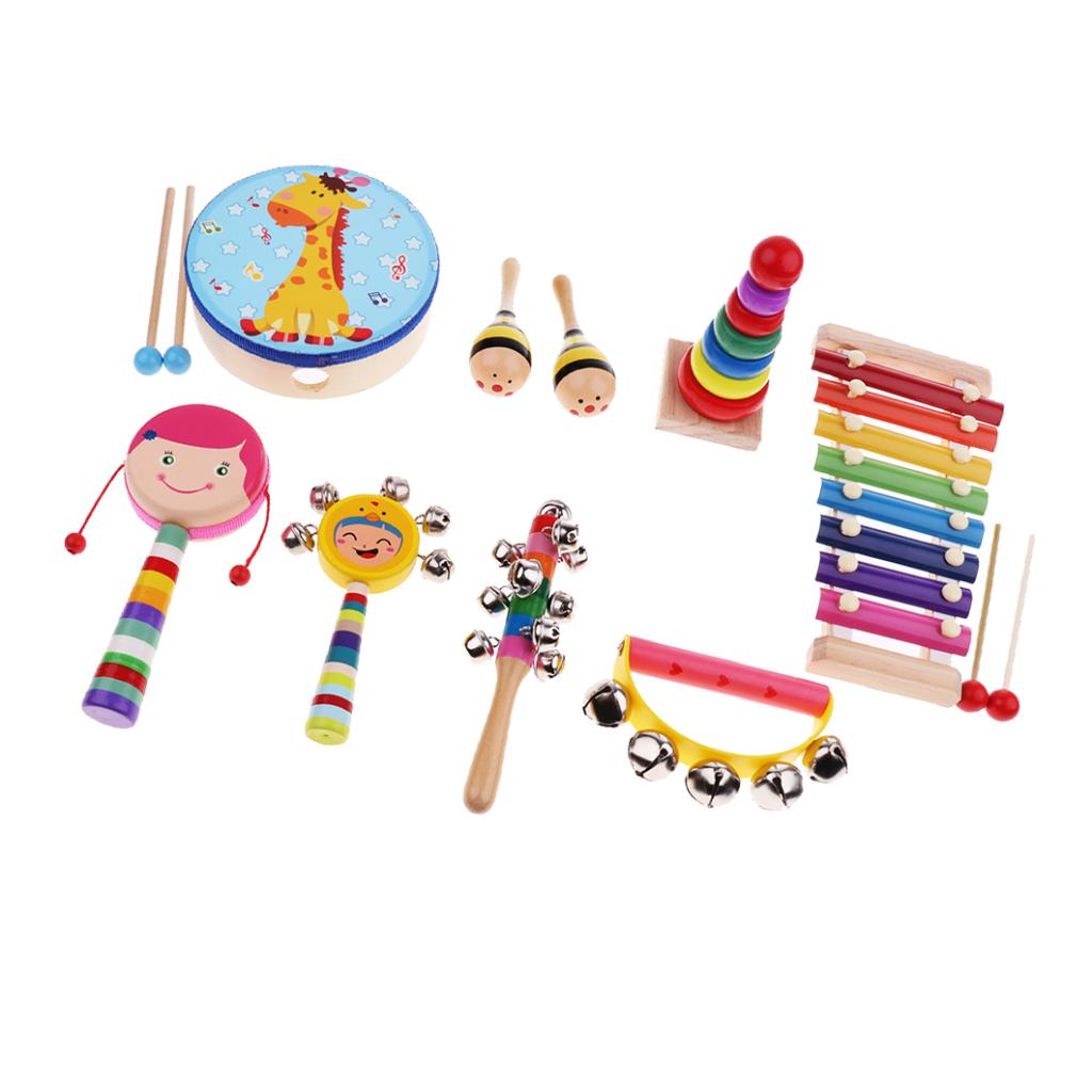 Percussion Set Kids Children Music Instruments Toys Band Rhythm Kit Girl-9 Pcs-1