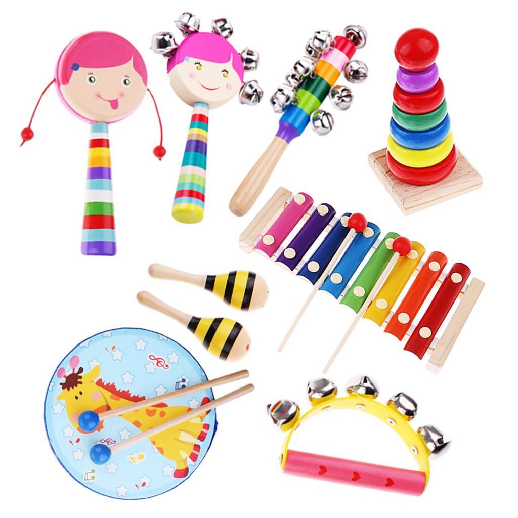 Percussion Set Kids Children Music Instruments Toys Band Rhythm Kit Girl-9 Pcs-1