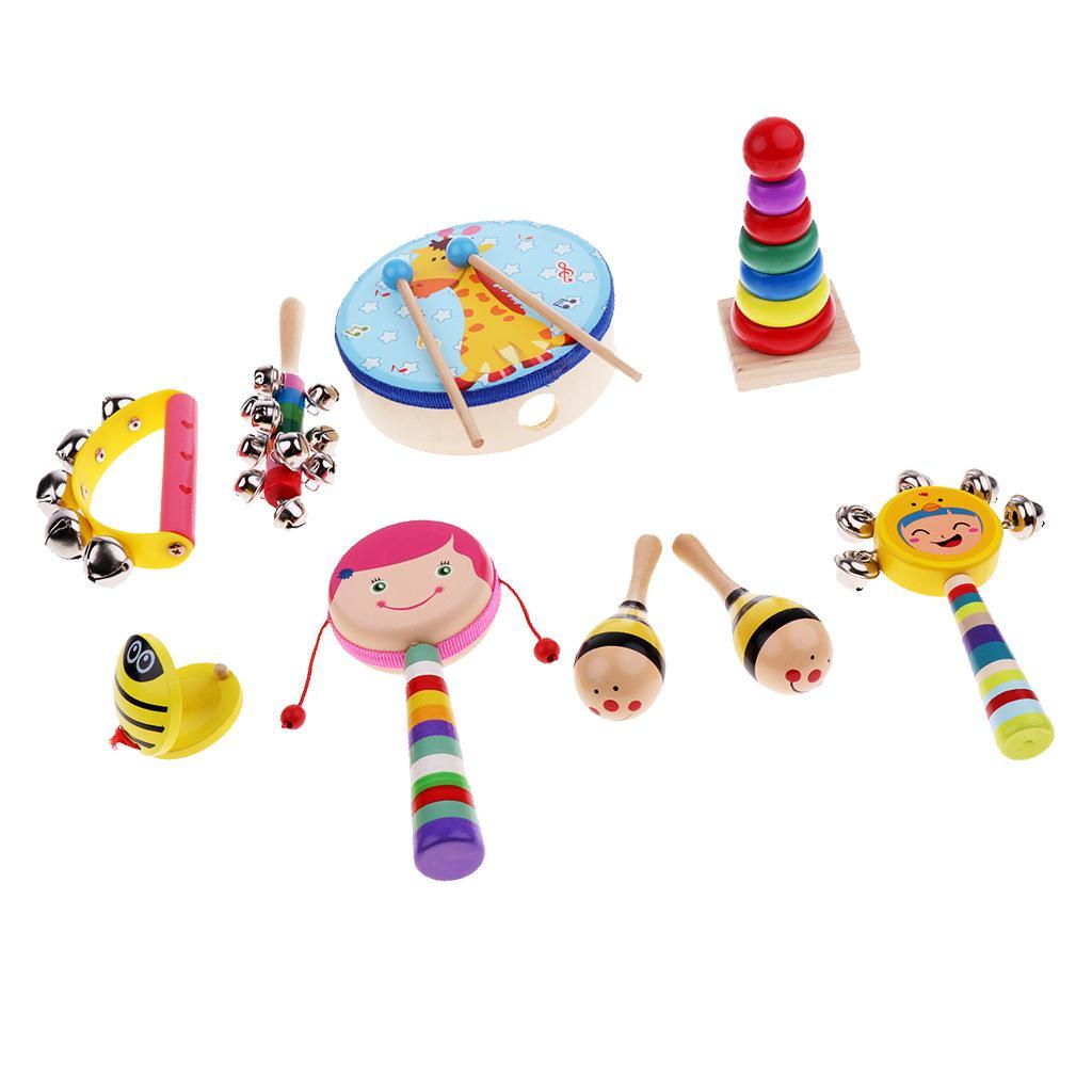 Percussion Set Kids Children Music Instruments Toys Band Rhythm Kit Girl-9 Pcs-2