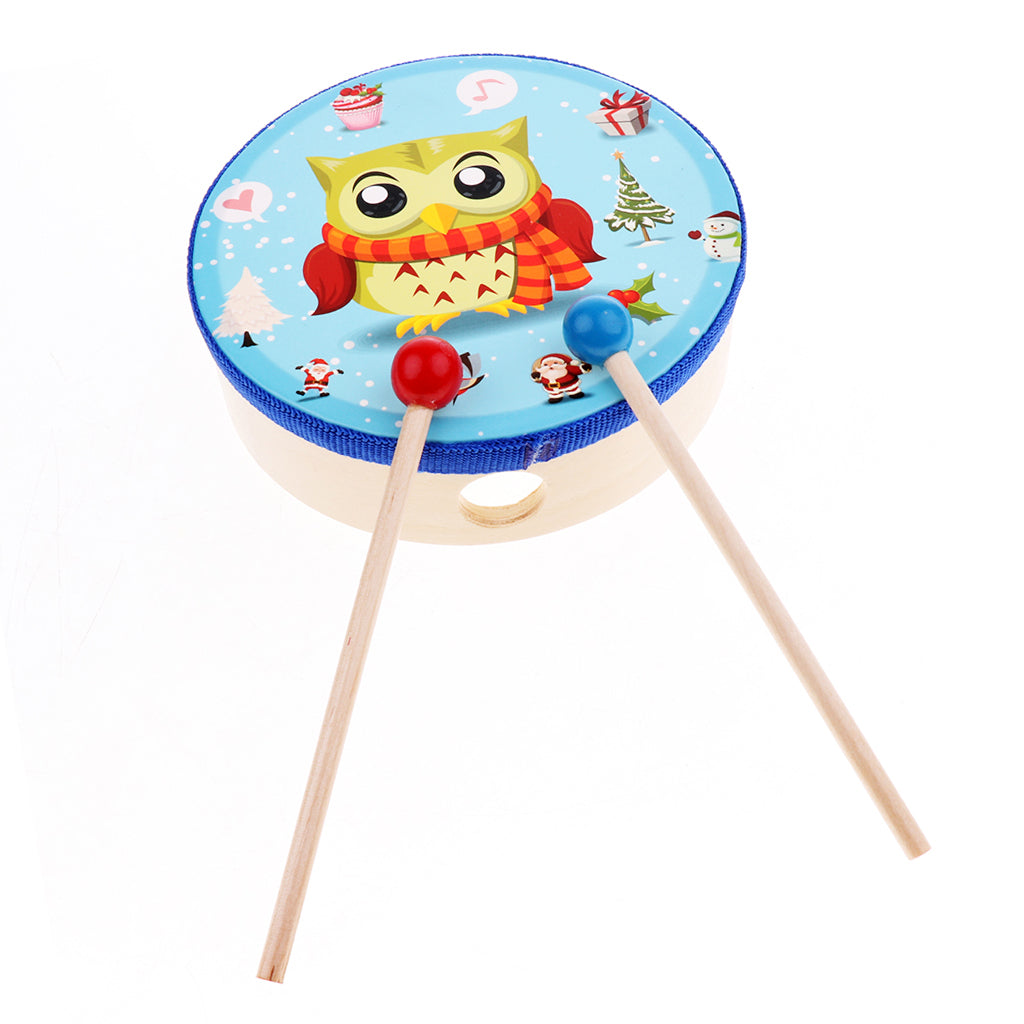 Wood Drum with Stick Percussion Musical Educational Toy Instrument for Kids