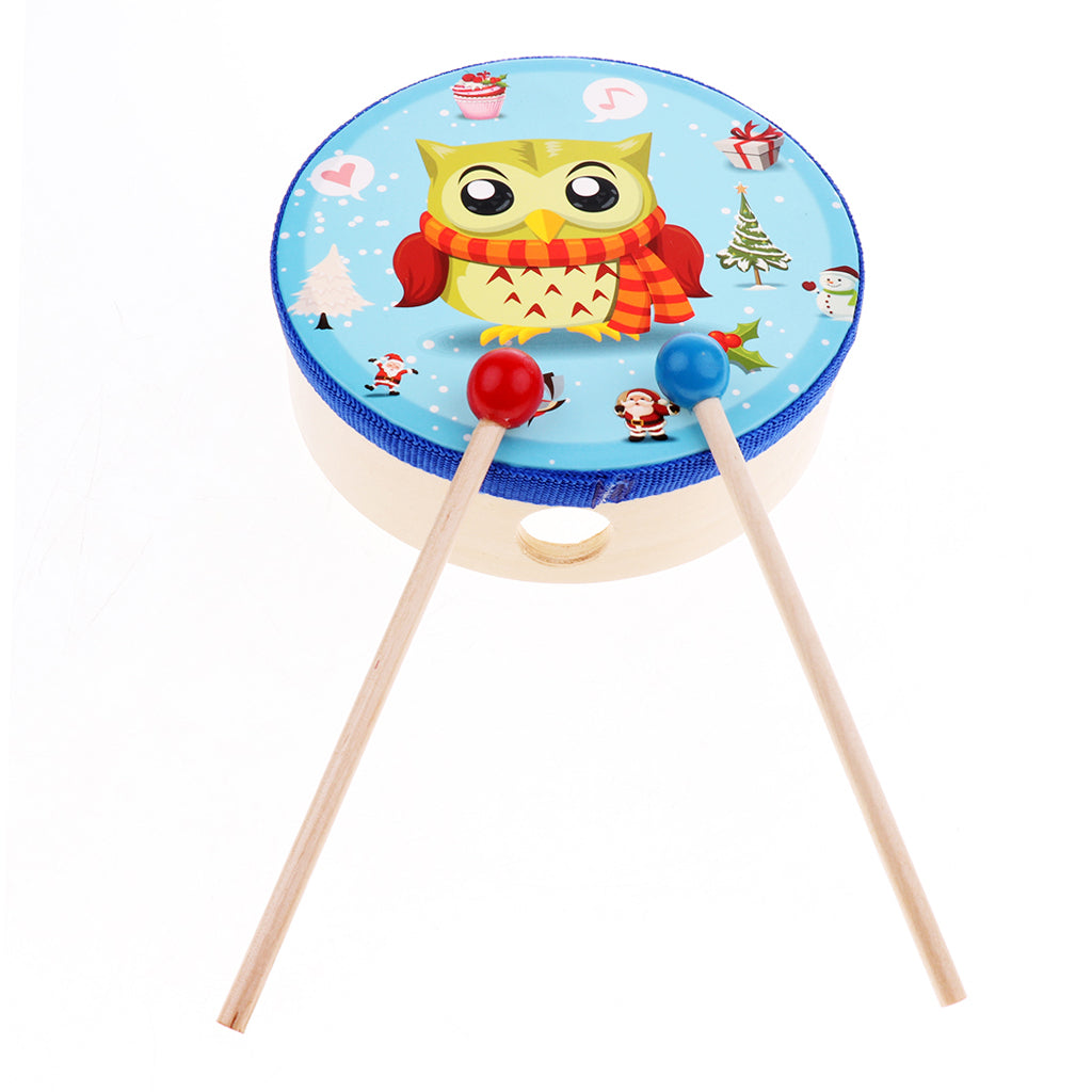 Wood Drum with Stick Percussion Musical Educational Toy Instrument for Kids