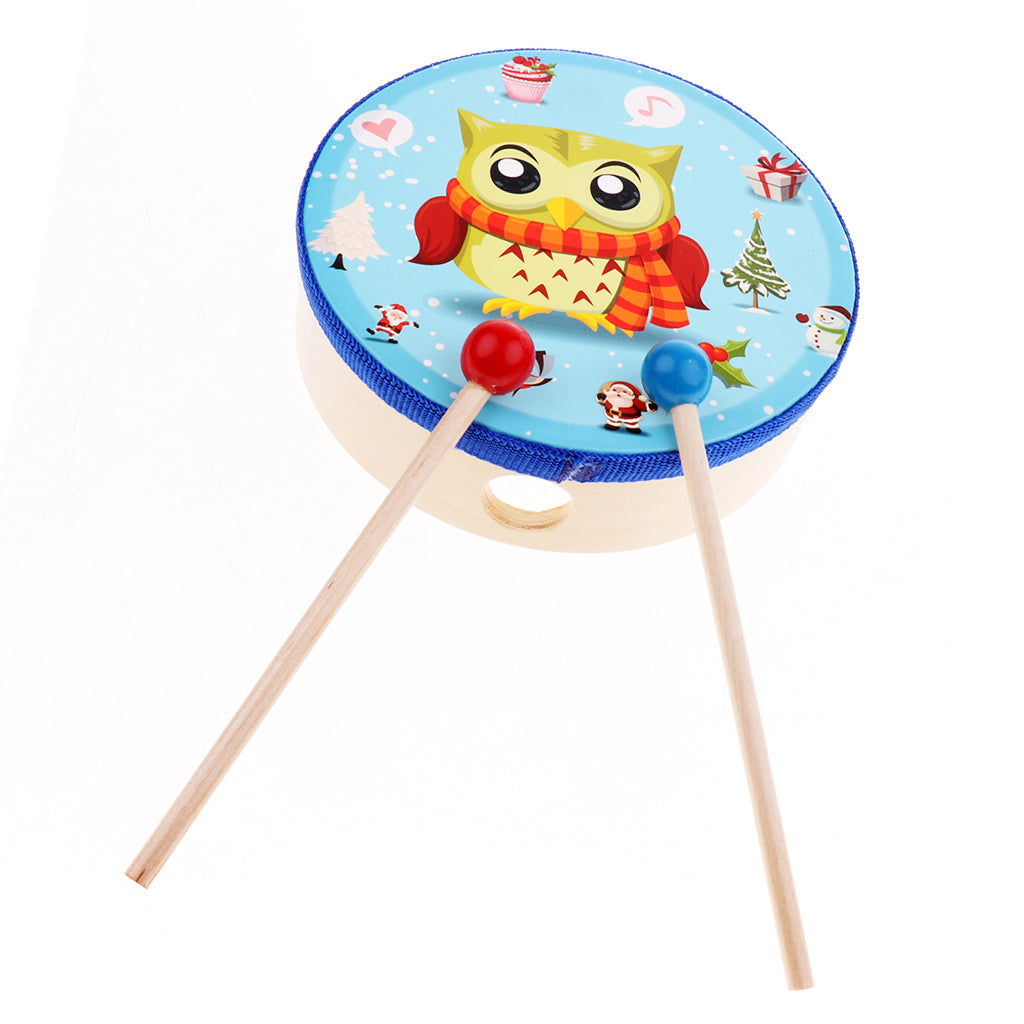 Wood Drum with Stick Percussion Musical Educational Toy Instrument for Kids