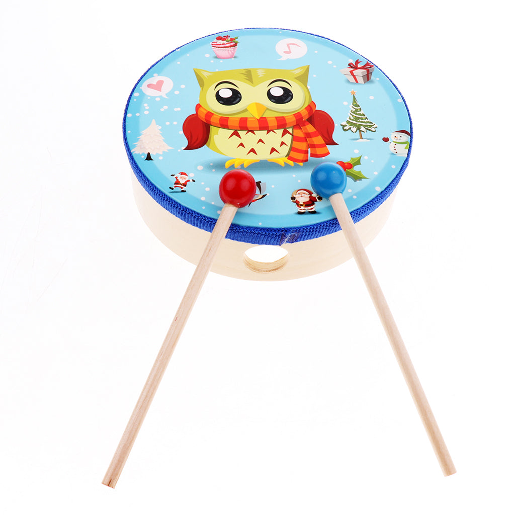 Wood Drum with Stick Percussion Musical Educational Toy Instrument for Kids