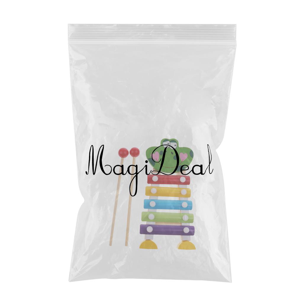 Wooden Xylophone Musical Toy for Kids  - With Clear Sounding Metal Keys and Two Child-Safe Wooden Mallets