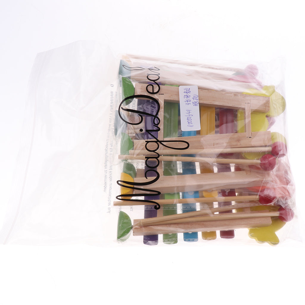 Wooden Xylophone Musical Toy for Kids  - With Clear Sounding Metal Keys and Two Child-Safe Wooden Mallets