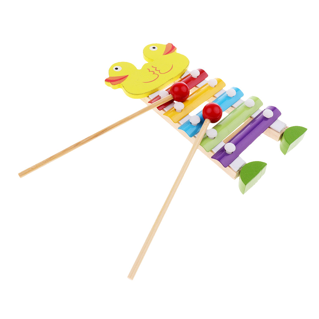 Wooden Xylophone Musical Toy for Kids  - With Clear Sounding Metal Keys and Two Child-Safe Wooden Mallets