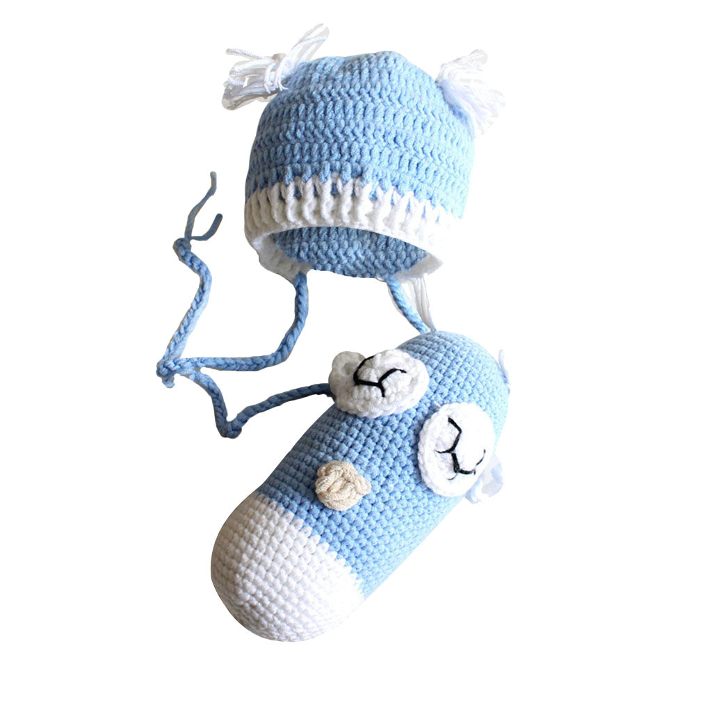 Baby Boy Girl Toddler Owl Knit Crochet Hat Beanie Caps Photo Prop Blue