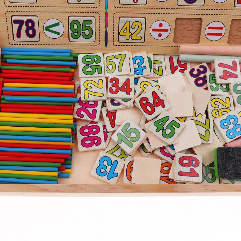 Teaching Tool Math Number Counting Sticks with Blackboard and Clock Rabbit