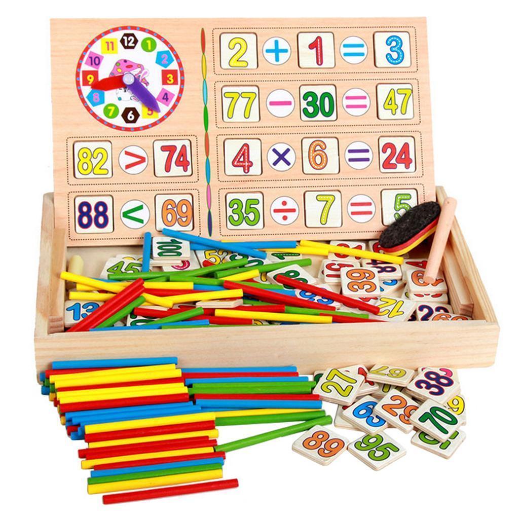 Teaching Tool Math Number Counting Sticks with Blackboard and Clock Rabbit