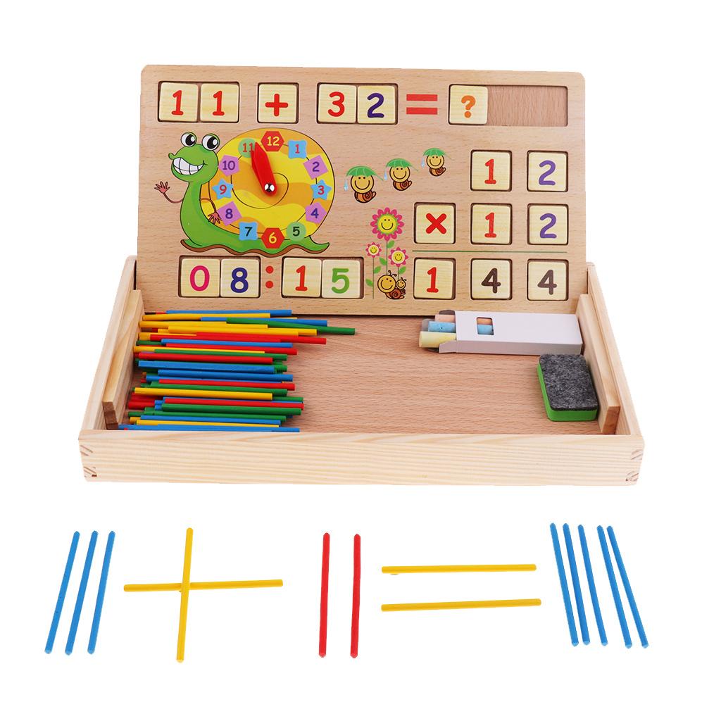 Teaching Tool Math Number Counting Sticks with Blackboard and Clock Snail