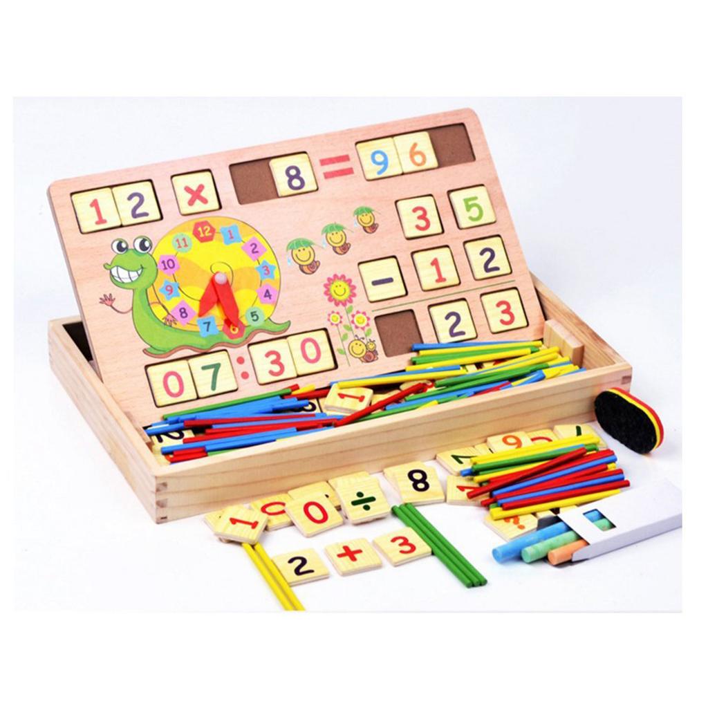 Teaching Tool Math Number Counting Sticks with Blackboard and Clock Snail