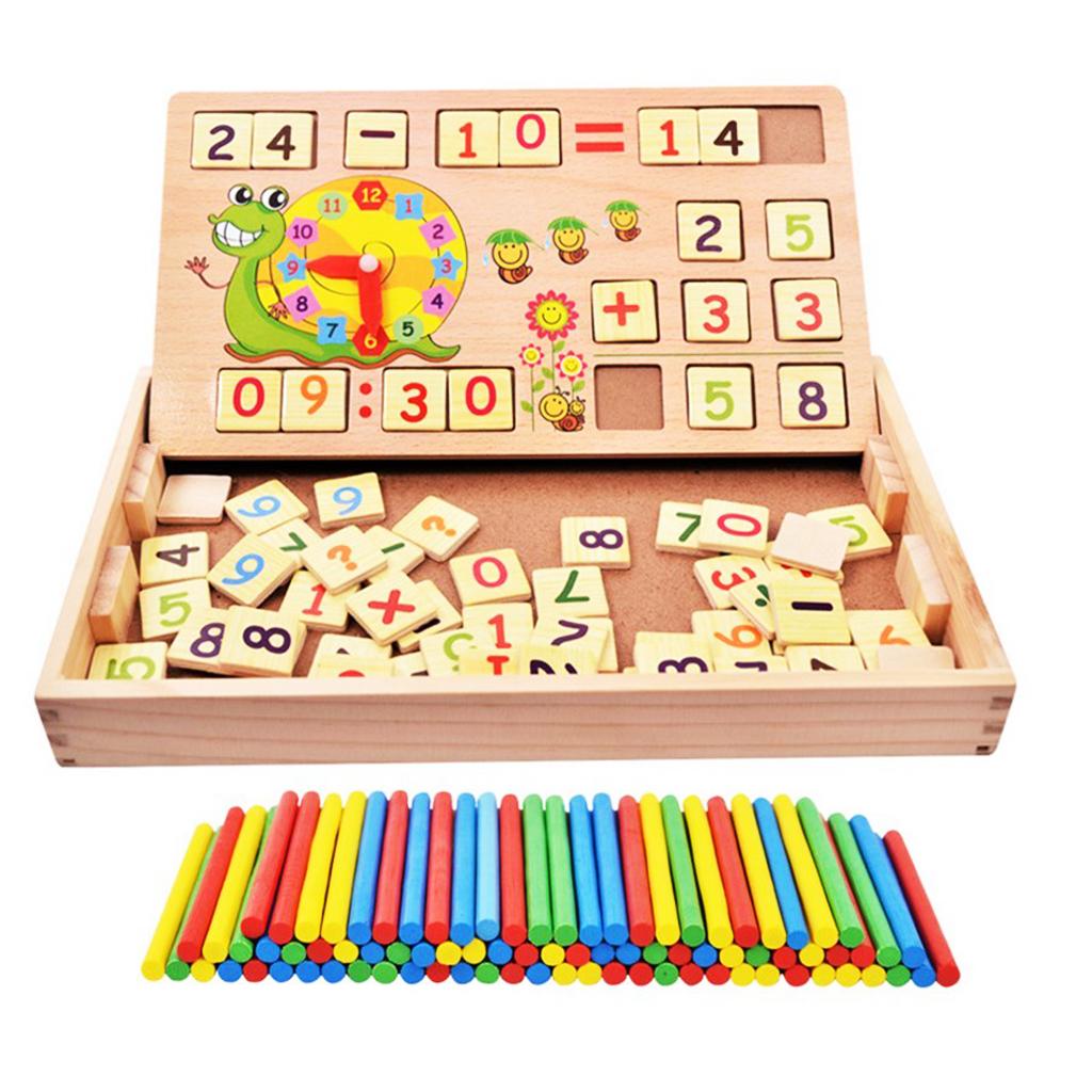 Teaching Tool Math Number Counting Sticks with Blackboard and Clock Snail