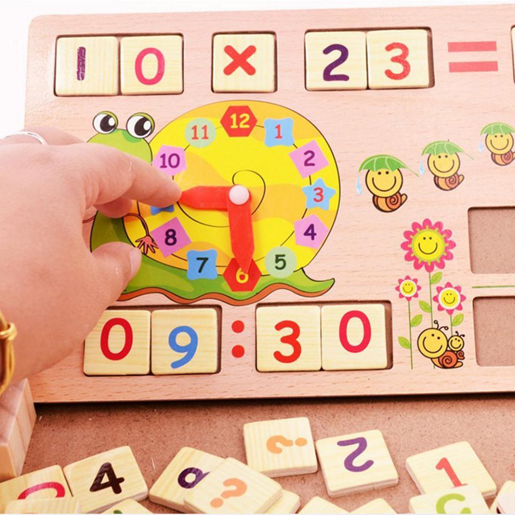 Teaching Tool Math Number Counting Sticks with Blackboard and Clock Snail