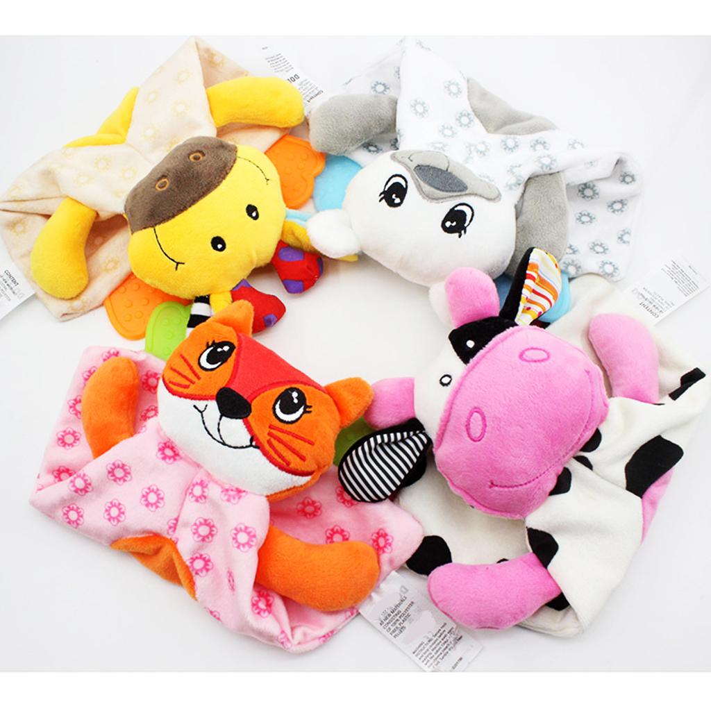 Baby Animal Soft Plush with BB Hand Rattle Security Blanket  Deer