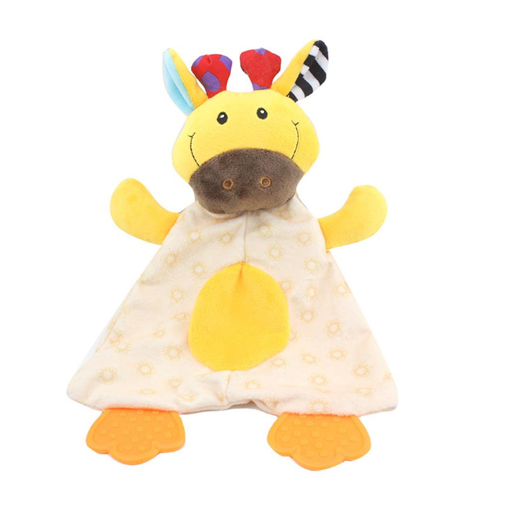 Baby Animal Soft Plush with BB Hand Rattle Security Blanket  Deer