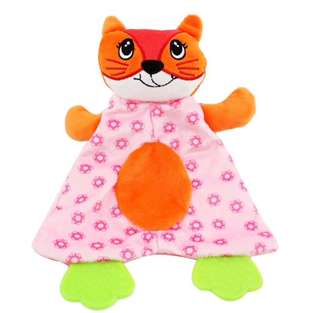 Baby Animal Soft Plush with BB Hand Rattle Security Blanket  Fox