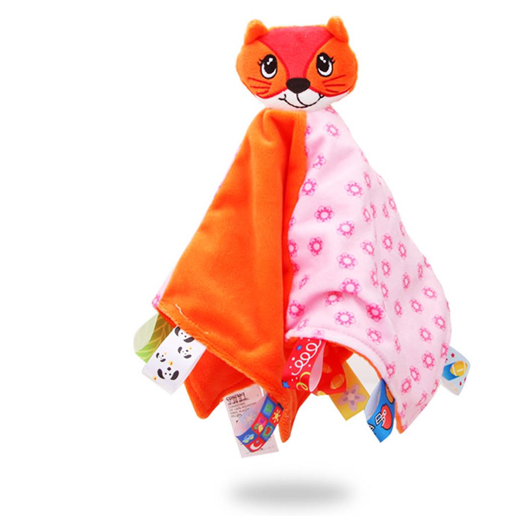 Baby Blanket Soft Plush Teething Security Tag Blankets  fox