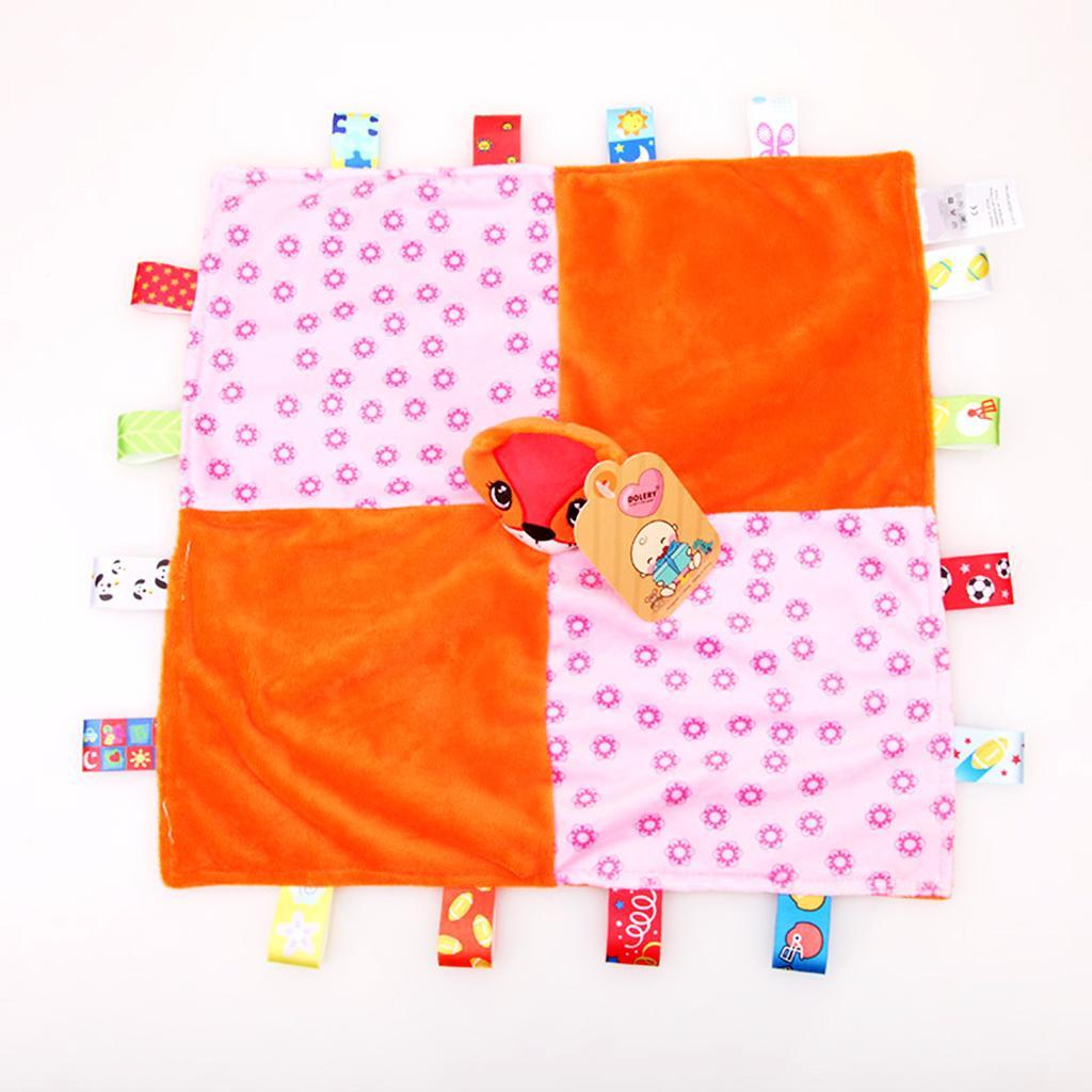 Baby Blanket Soft Plush Teething Security Tag Blankets  fox