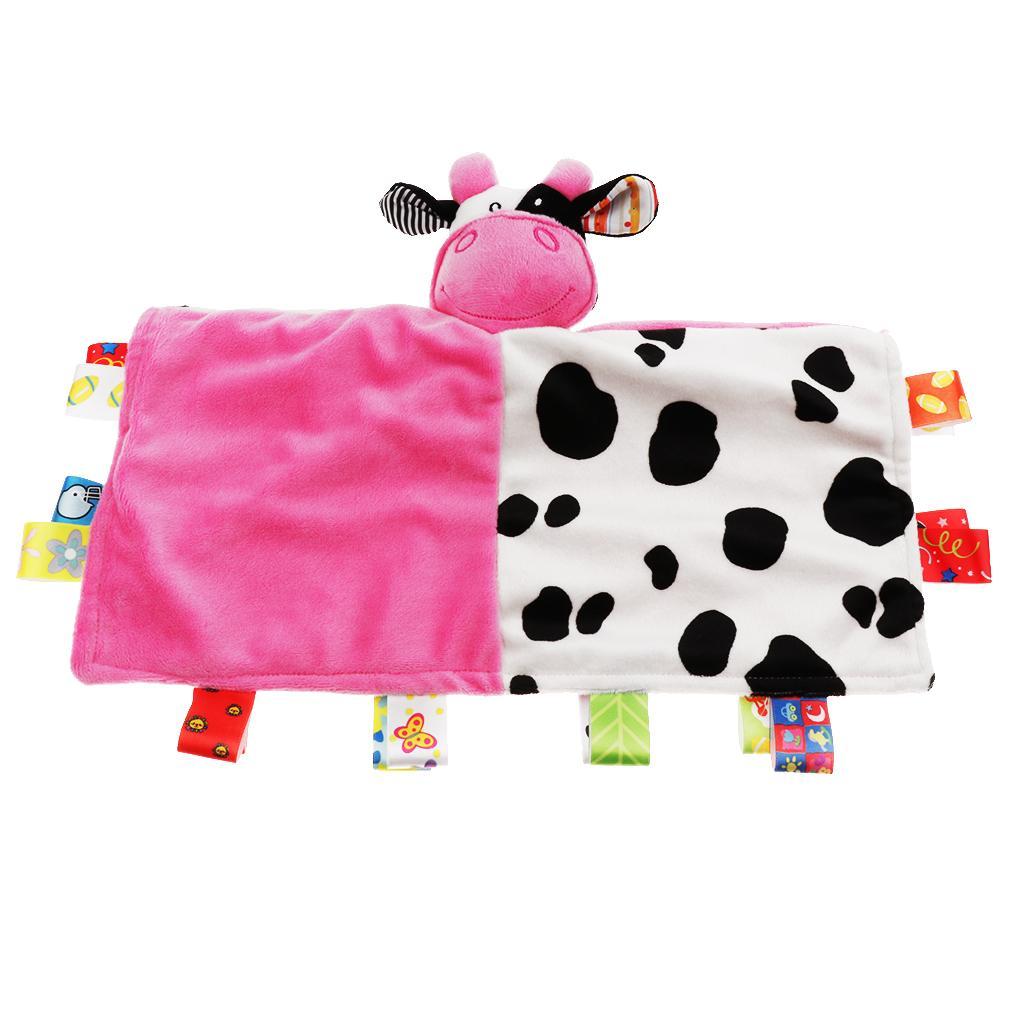 Baby Blanket Soft Plush Teething Security Tag Blankets  cow