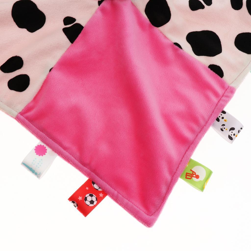 Baby Blanket Soft Plush Teething Security Tag Blankets  cow