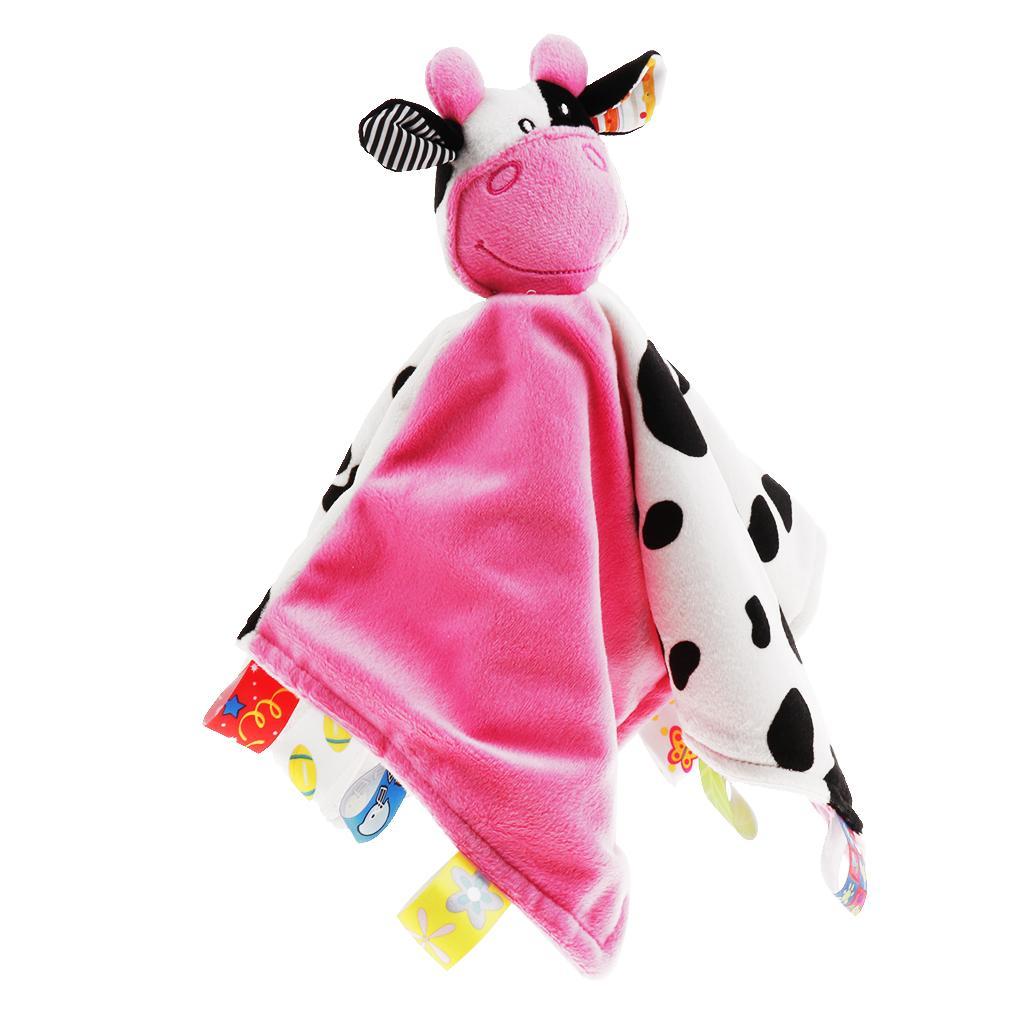 Baby Blanket Soft Plush Teething Security Tag Blankets  cow