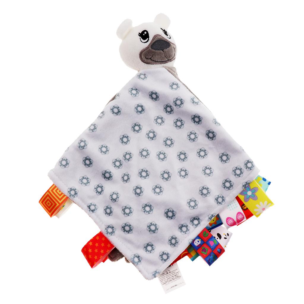 Baby Blanket Soft Plush Teething Security Tag Blankets  bear